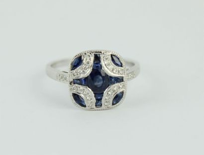 Ring in 18K (750/1000) white gold, art deco...