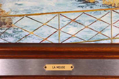 École du XXe siècle, Vue d'un bateau. huile...