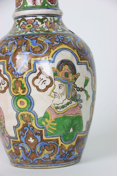 IRAN. Polychrome ceramic vase with decorations...