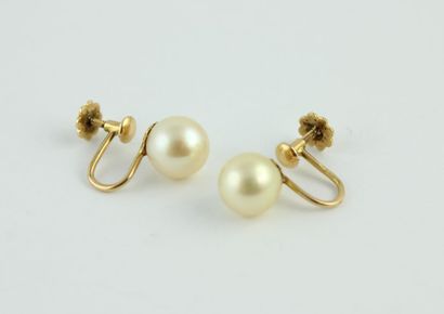 Paire de boucle d'oreille en or jaune 18K...