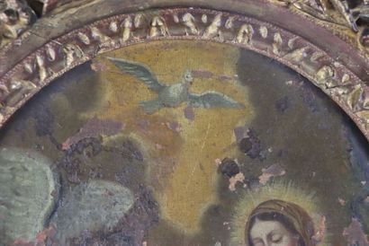 École du XVIIIe siècle. L'Annonciation, huile...