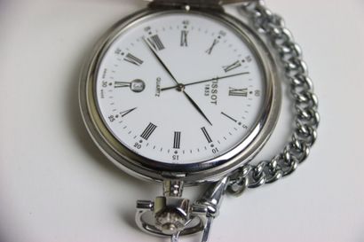 TISSOT. 
Steel gousset watch. Round case....