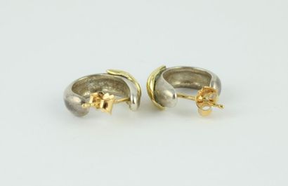 Pair of 18K (750/100) gold and silver (900/1000)...