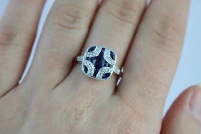 Ring in 18K (750/1000) white gold, art deco...