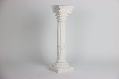 Fluted column on pedestal in the Greek style,...