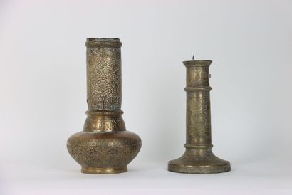 PERSIA, XIXth century. Pique-cierge in chased...