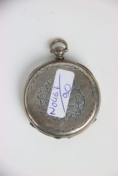 Silver pocket watch. Roman numerals. Gross...