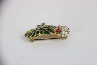 Fancy brooch with owl decoration. Length...