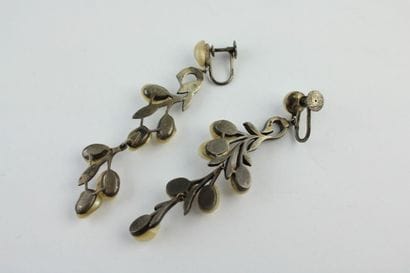 Pair of silver earrings, cultured pearls...