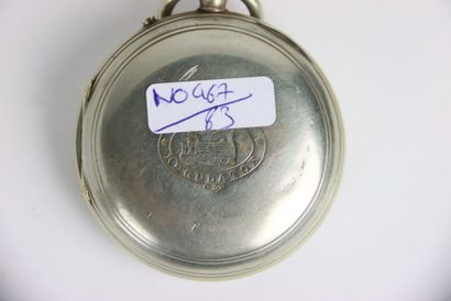 Pocket watch in silver plated metal. Roman...