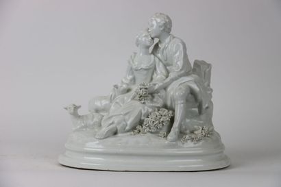 CAPODIMONTE, Group in white enamelled porcelain...