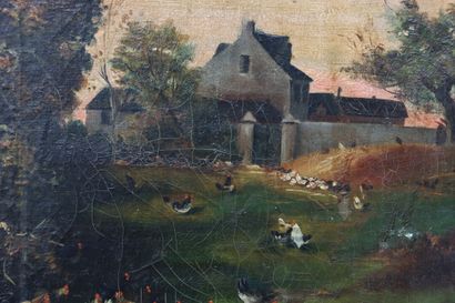 École du XIXe siècle. Paysage de rivière....