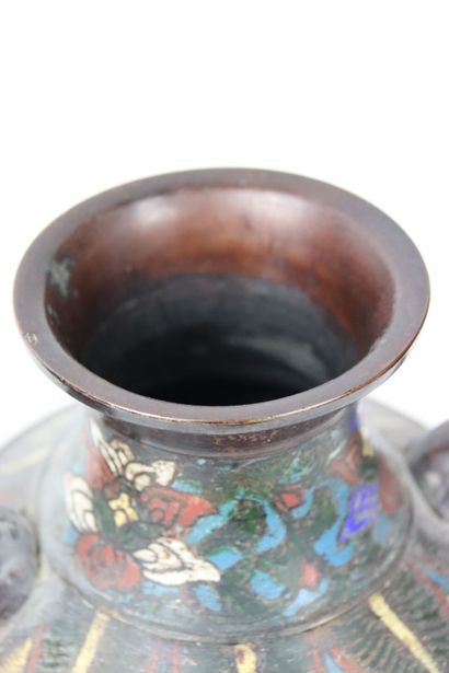JAPAN. Pair of cloisonné vases decorated...