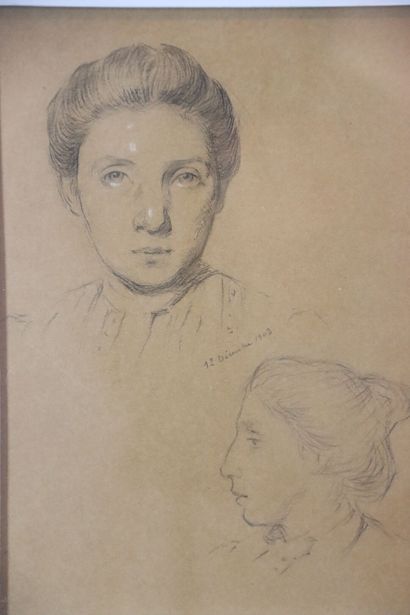 Réunion de dessins comprenant :
- Homme pensif,...