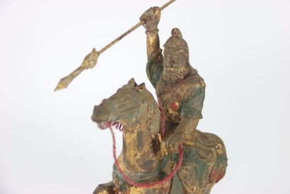 ASIA, pair of soldiers on horseback, gilded...