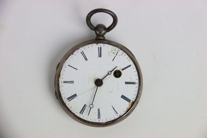 Silver pocket watch. Roman numerals. Gross...