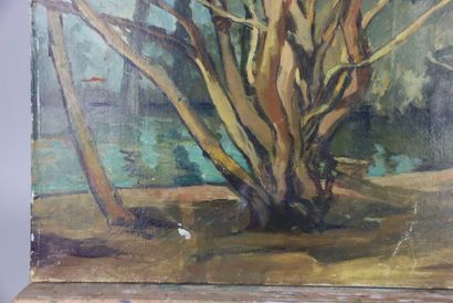 L. RIVIERE (XXe siècle), Arbres au bord d'un...