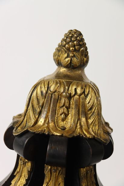 Blackened wood and gilded bronze wall bracket,...