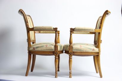 Pair of armchairs with reversed backs, in...