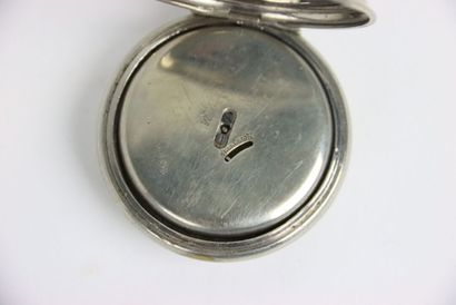 Pocket watch in silver plated metal. Arabic...