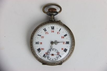 Silver pocket watch. Roman numerals. Gross...
