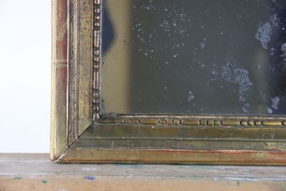 Carved gilded wood mirror. Dimensions : 44...