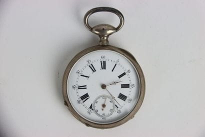 Silver pocket watch. ANCHOR 15 JEWELS. Straight...