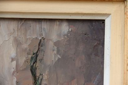 École du XXe siècle. Bouquet de fleurs. Huile...