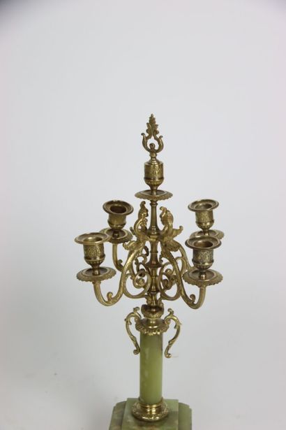 Marble mantel set with ormolu ornaments including...