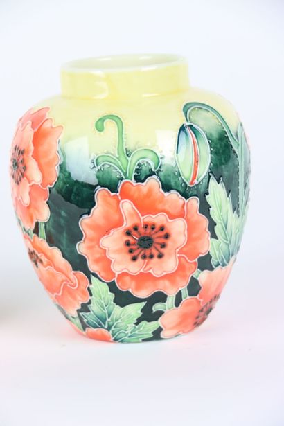 Ceramic covered pot with polychrome decoration...