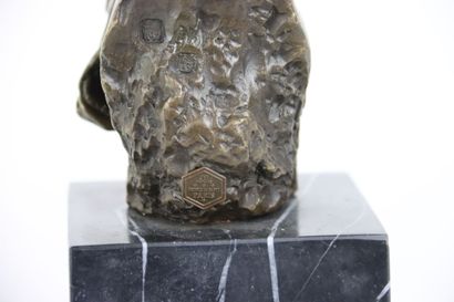 Tête de cheval en furie, sculpture en bronze,...