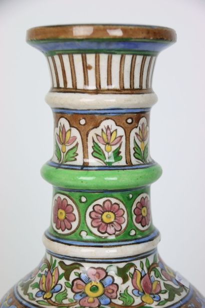 IRAN. Polychrome ceramic vase with decorations...