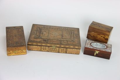 Meeting of four boxes in marquetry, mother-of-pearl...