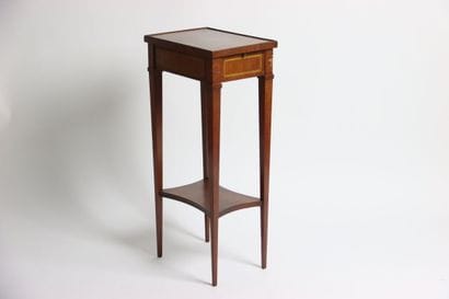 Wooden game table inlaid with checkerboard...