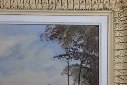 École du XXe siècle. Paysage de rivière,...