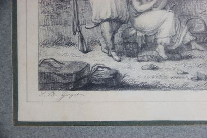Réunion d'un dessin Signé en bas à gauche,...