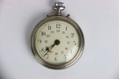 Pocket watch in silver plated metal. Arabic...