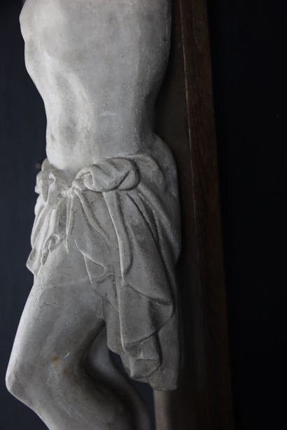 Crucifix with Christ in plaster and cross...