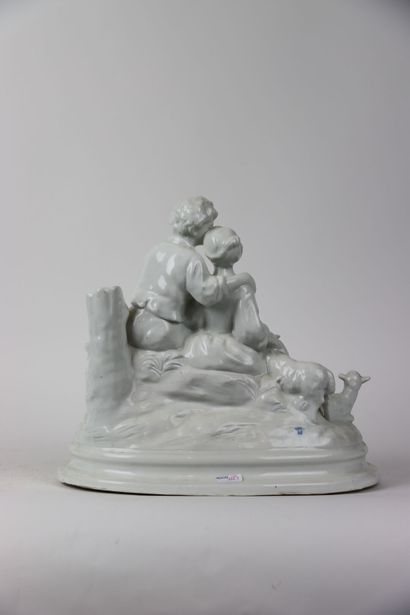 CAPODIMONTE, Group in white enamelled porcelain...