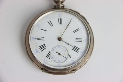 Silver pocket watch. Roman numerals. Gross...