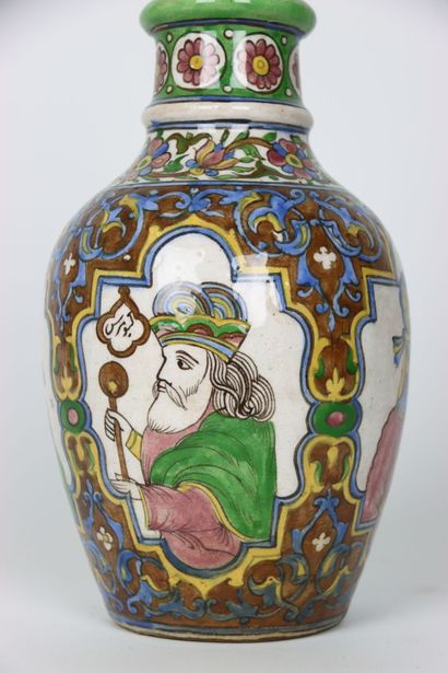 IRAN. Polychrome ceramic vase with decorations...
