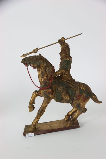 ASIA, pair of soldiers on horseback, gilded...