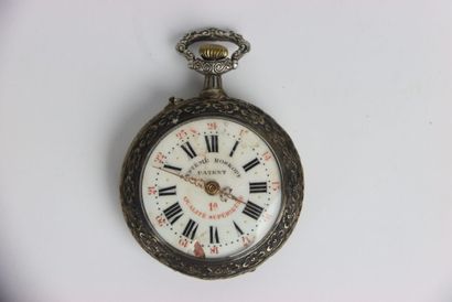 Pocket watch in silver plated metal. Roman...