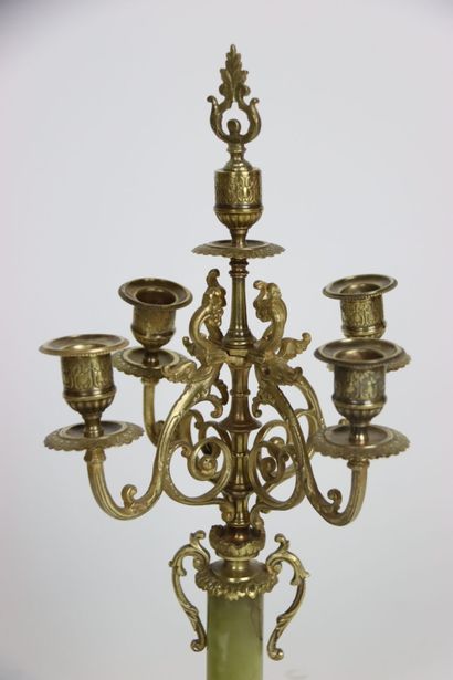 Marble mantel set with ormolu ornaments including...