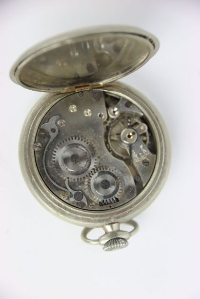 Silver pocket watch. Arabic numerals. Gross...