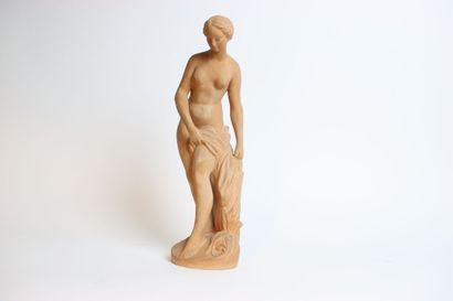 Large terracotta statue of a young woman...