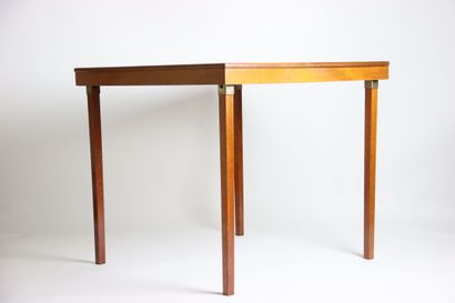 Mahogany game or bridge table, the square...