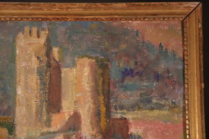 École du XXe siècle. Paysage d'un château...