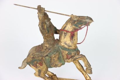 ASIA, pair of soldiers on horseback, gilded...