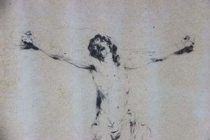 École du XXe siècle. Christ en croix, encre...